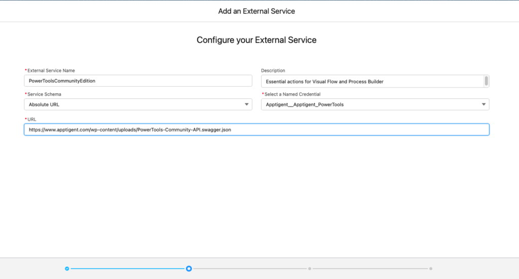Adding an external service in Salesforce